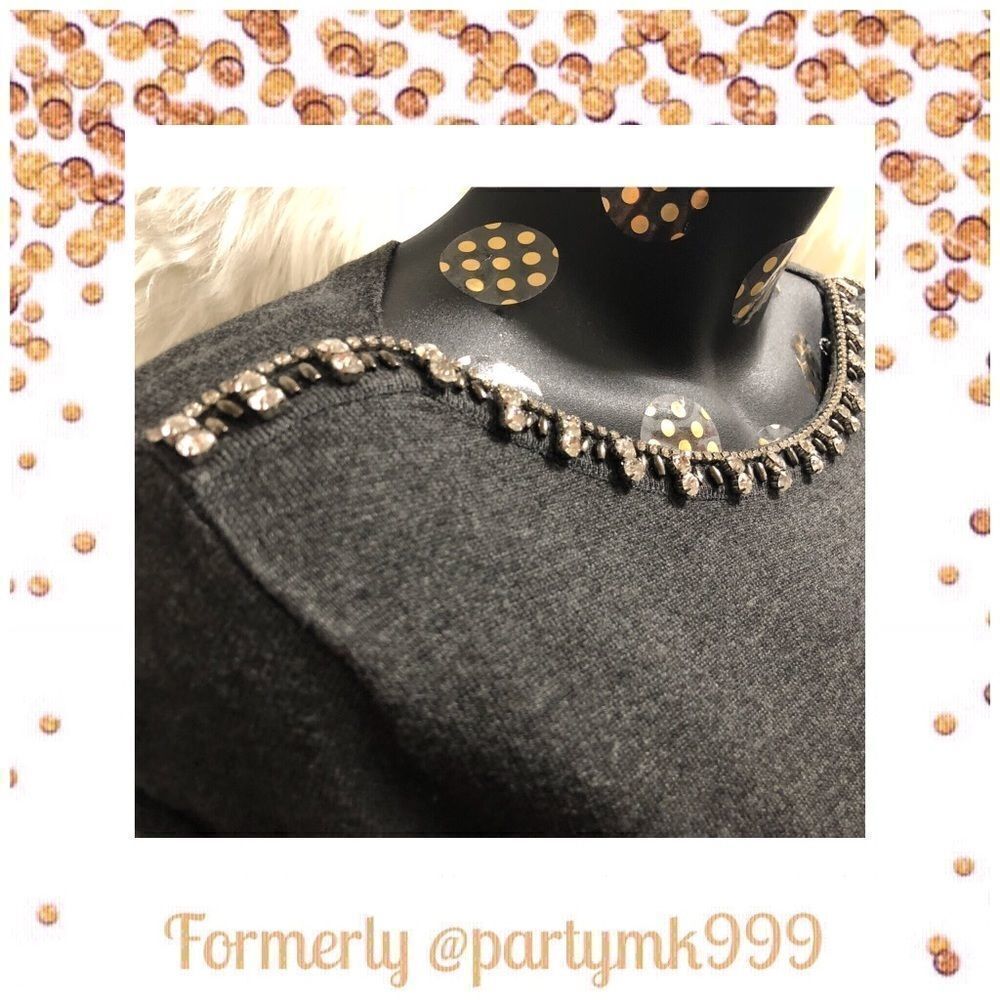 Nwt Boat Neck Knit Top Sweater Crystals Jeweled Baubles Knit Top NEW RET$99 - Picture 4 of 12